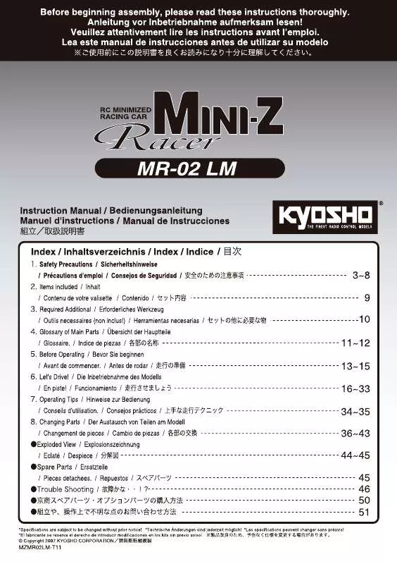 Mode d'emploi KYOSHO MR-02 LM