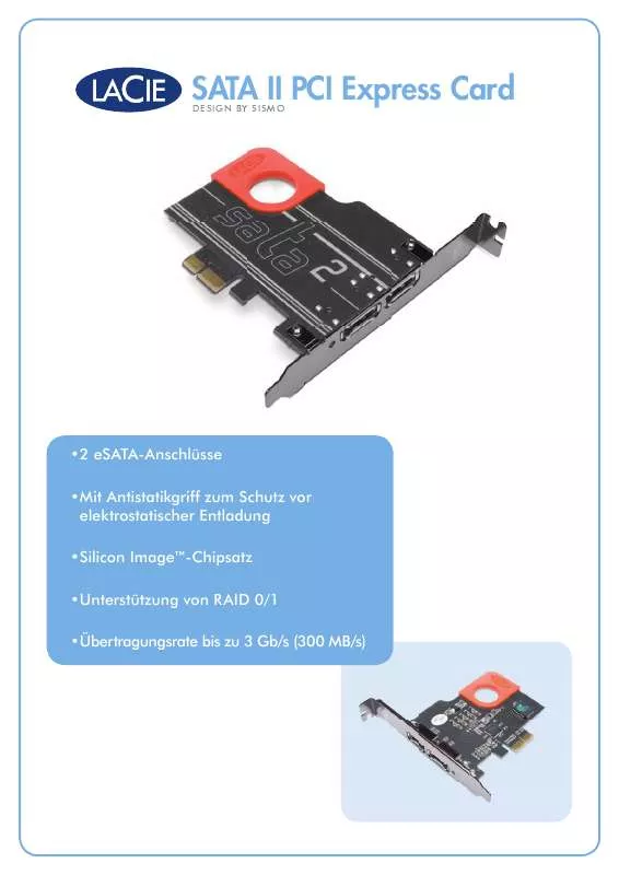 Mode d'emploi LACIE SATA II PCI EXPRESS CARD