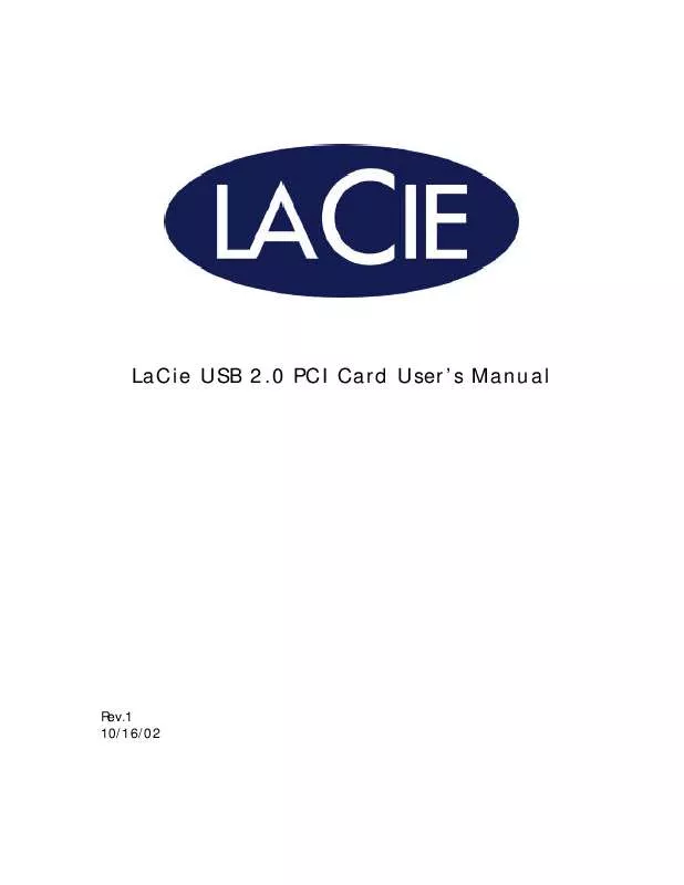 Mode d'emploi LACIE USB 2.0 PCI-KARTE