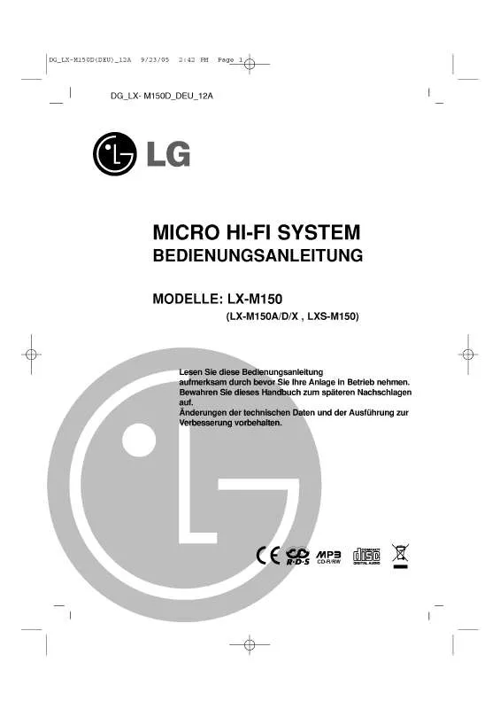 Mode d'emploi LG LX-M150D