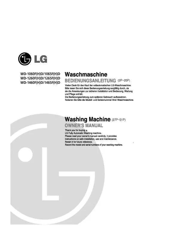 Mode d'emploi LG WD-1460FD