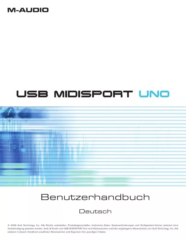 Mode d'emploi M-AUDIO MIDISPORT UNO USB