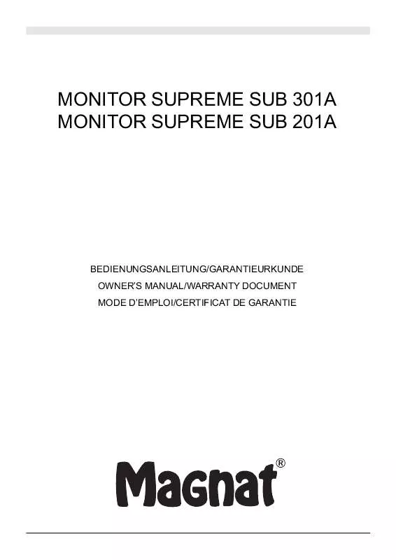 Mode d'emploi MAGNAT MONITOR SUPREME SUB 301A