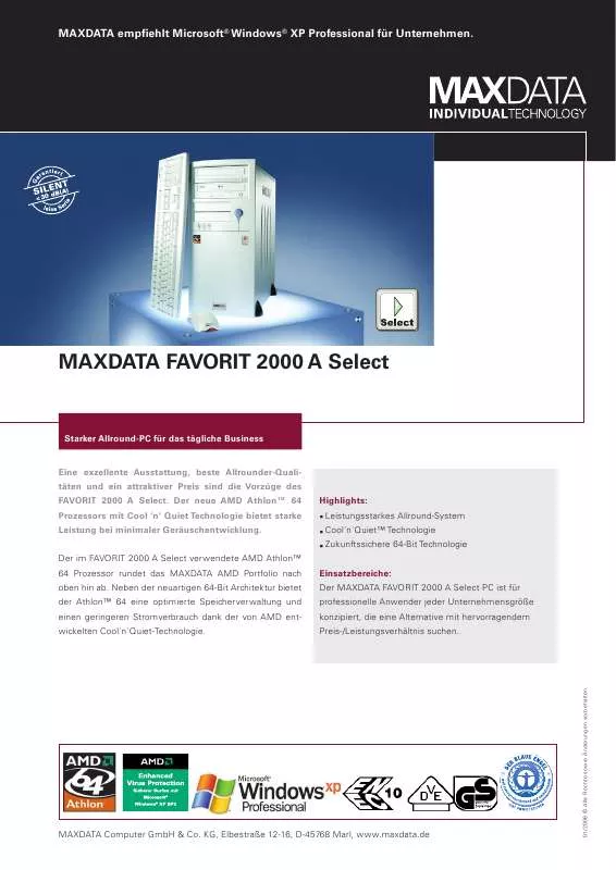Mode d'emploi MAXDATA FAVORIT 2000 A SELECT