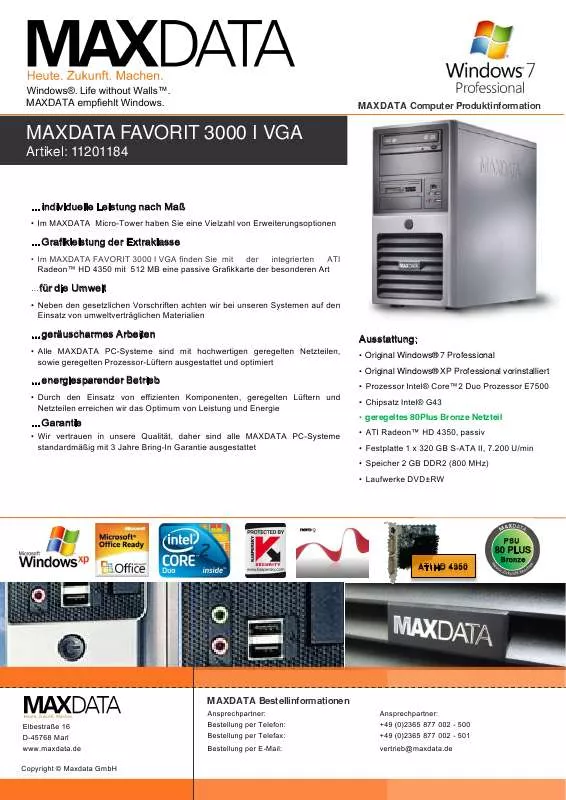 Mode d'emploi MAXDATA FAVORIT 3000 I VGA