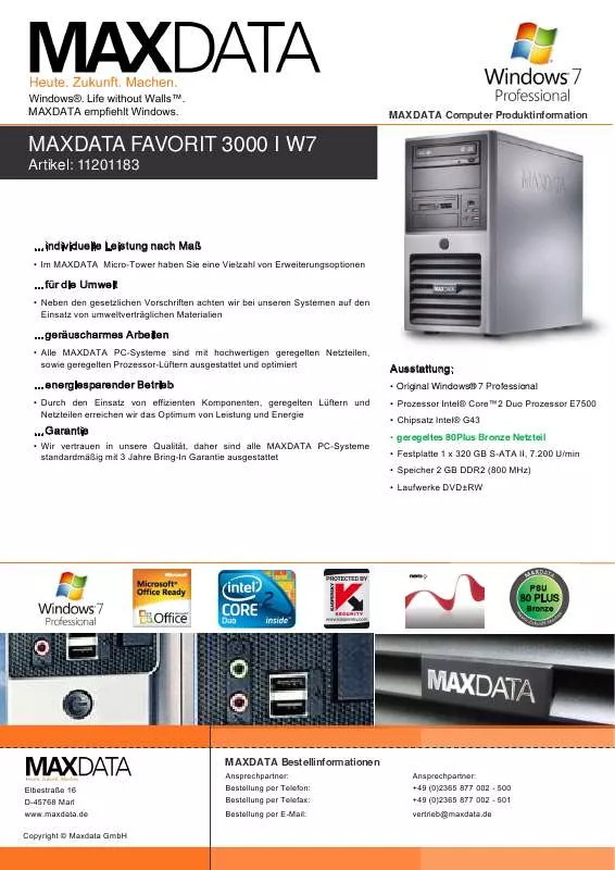 Mode d'emploi MAXDATA FAVORIT 3000 I W7