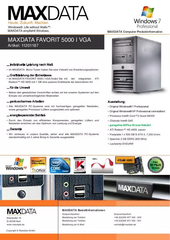 Mode d'emploi MAXDATA FAVORIT 5000 I VGA