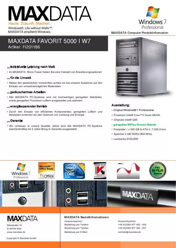 Mode d'emploi MAXDATA FAVORIT 5000 I W7