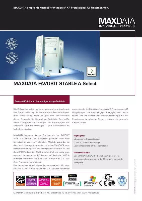 Mode d'emploi MAXDATA FAVORIT STABLE A SELECT