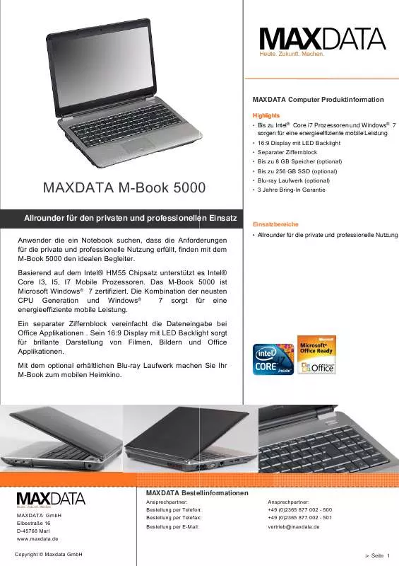 Mode d'emploi MAXDATA M-BOOK 5000