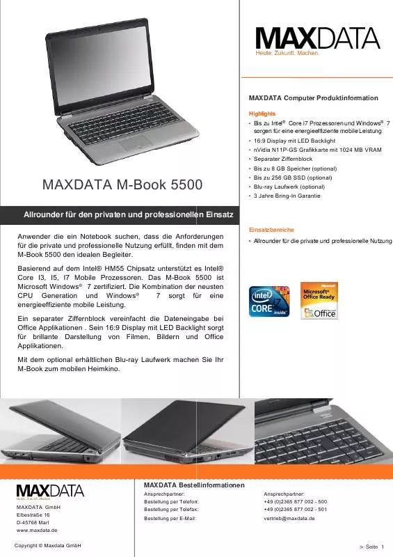 Mode d'emploi MAXDATA M-BOOK 5500
