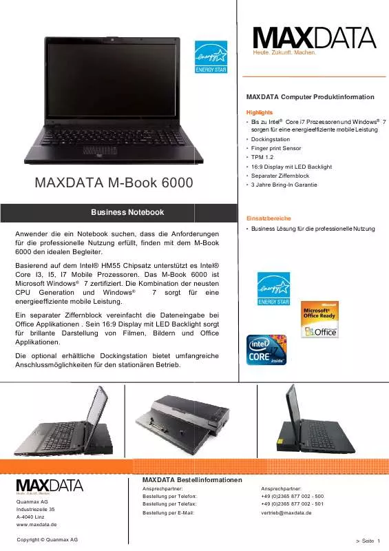 Mode d'emploi MAXDATA M-BOOK 6000