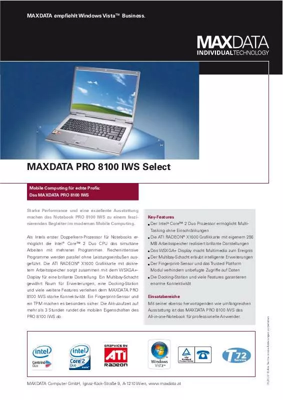 Mode d'emploi MAXDATA PRO 8100 IWS SELECT