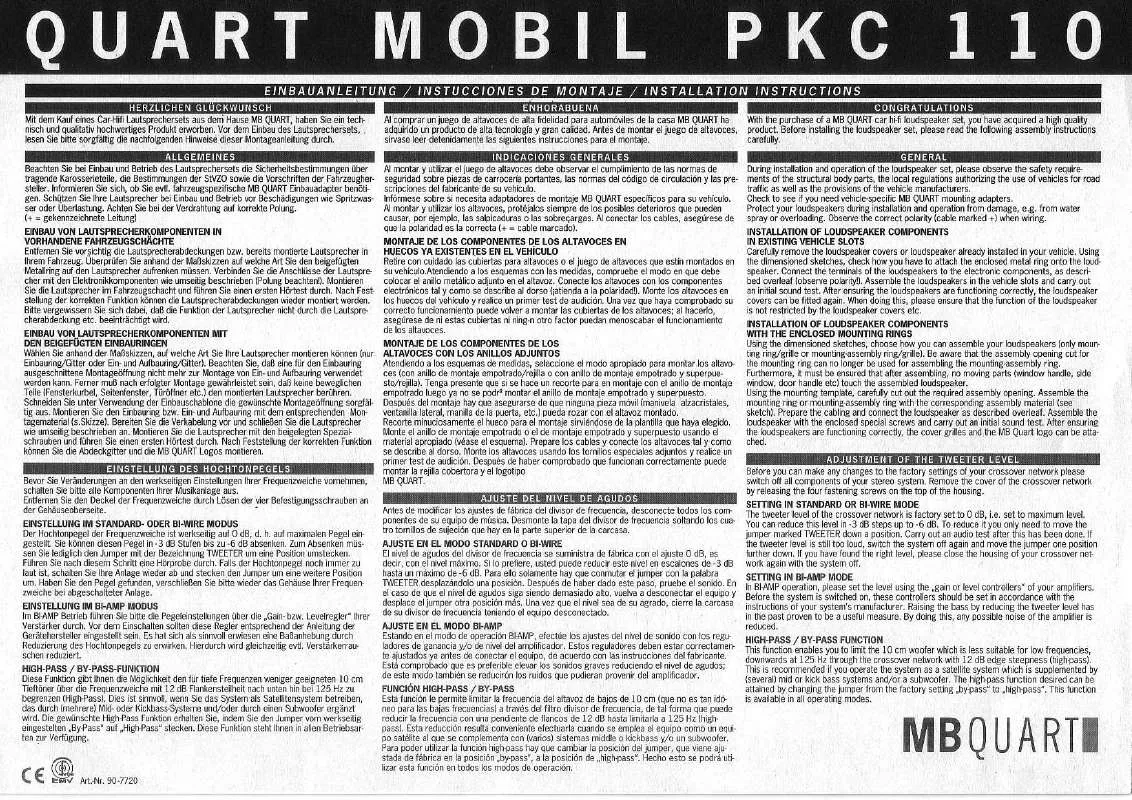 Mode d'emploi MB QUART PKC 110