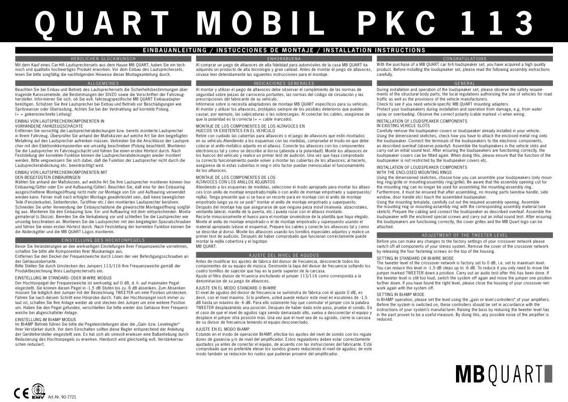 Mode d'emploi MB QUART PKC 113