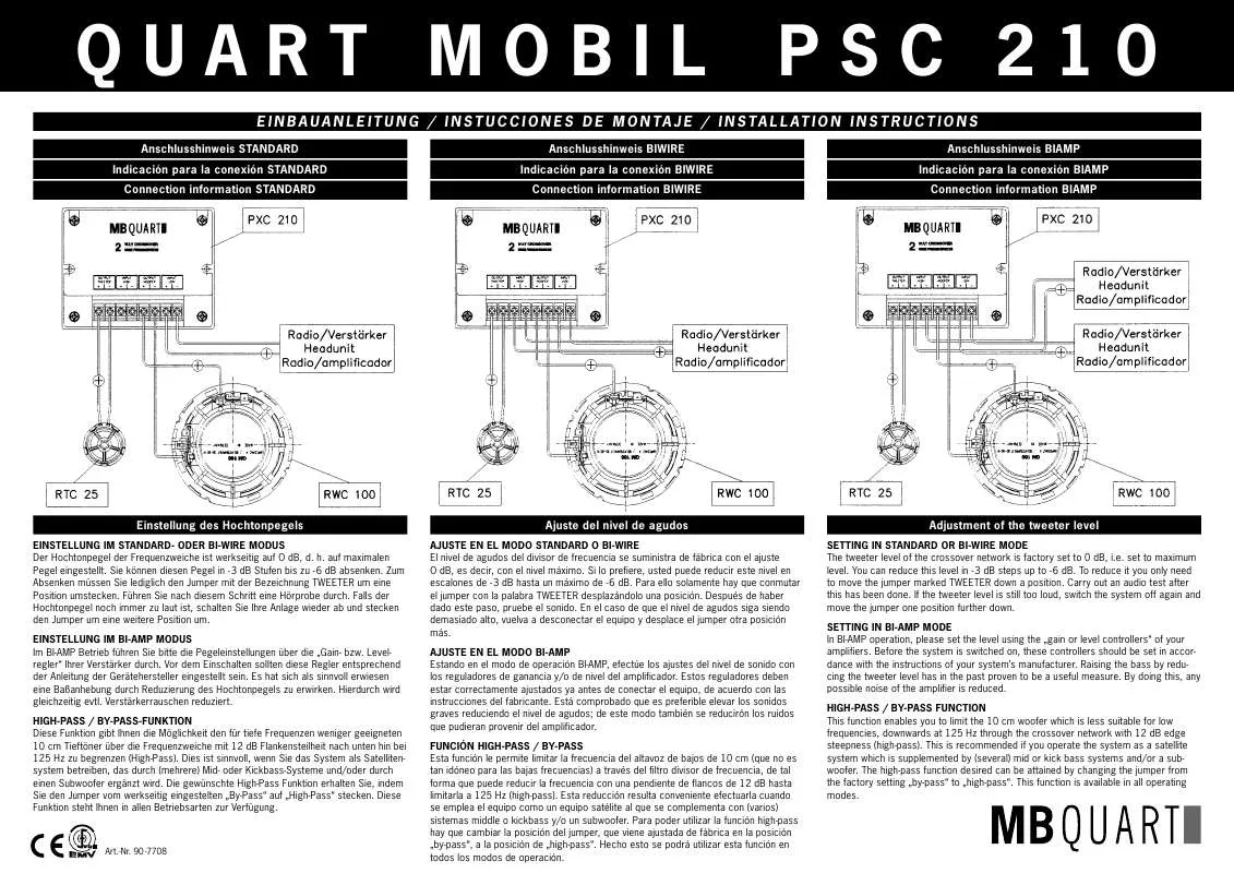 Mode d'emploi MB QUART PSC 210