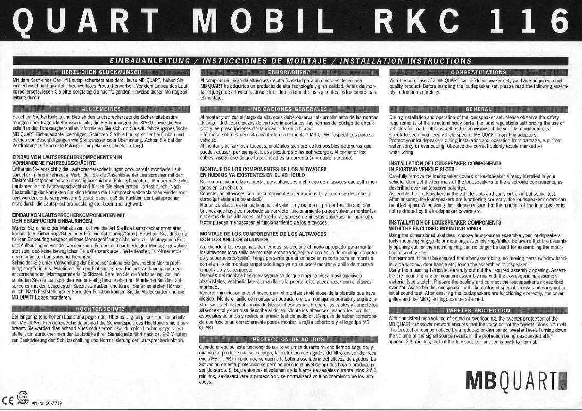 Mode d'emploi MB QUART RKC 116