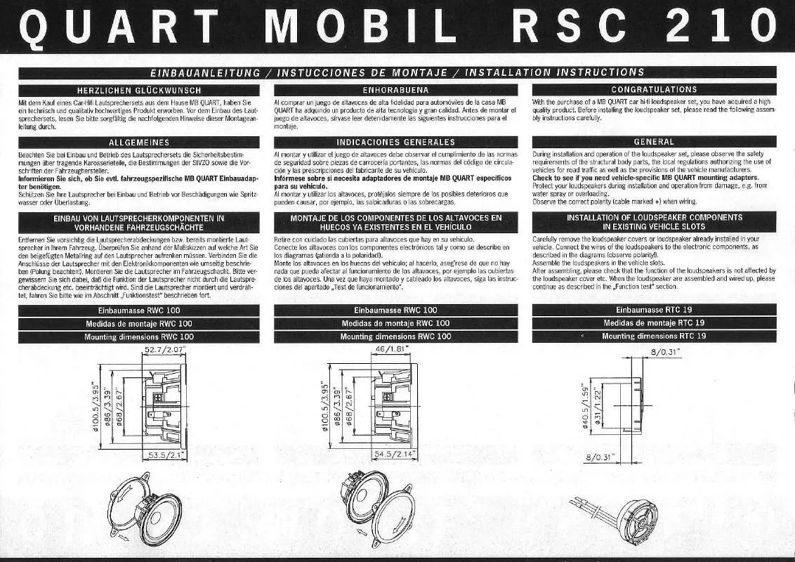 Mode d'emploi MB QUART RSC 210