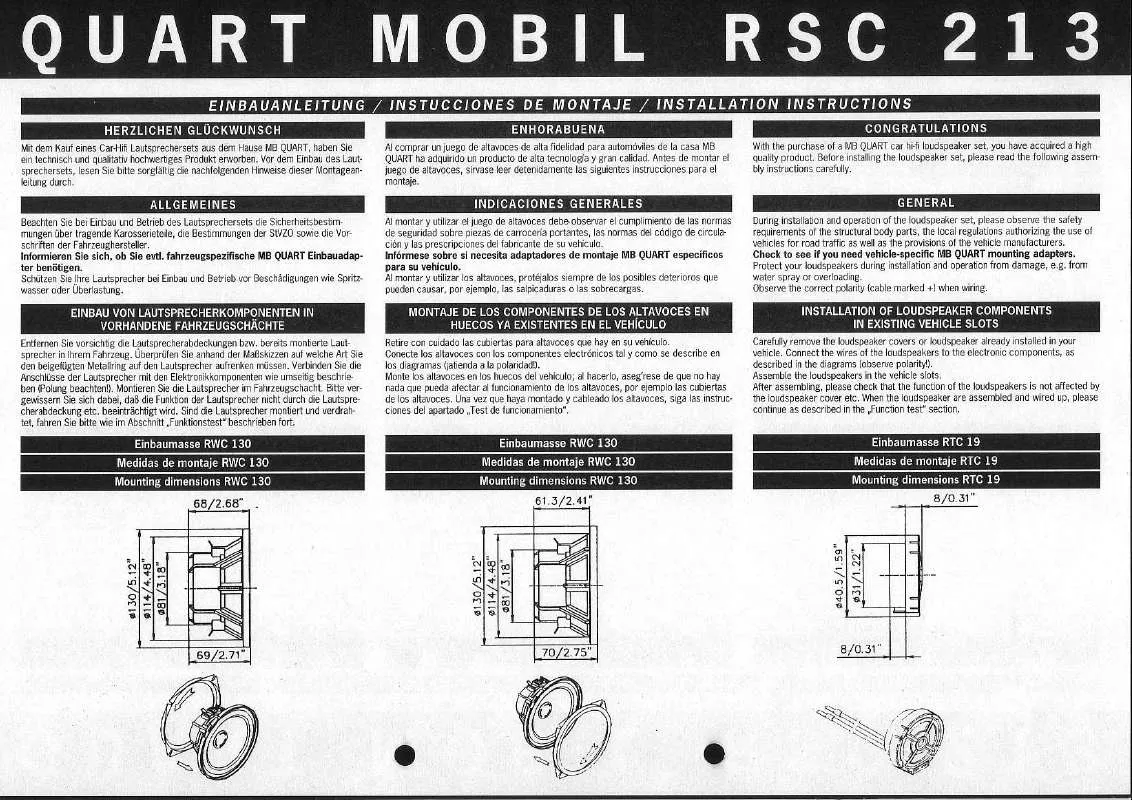 Mode d'emploi MB QUART RSC 213
