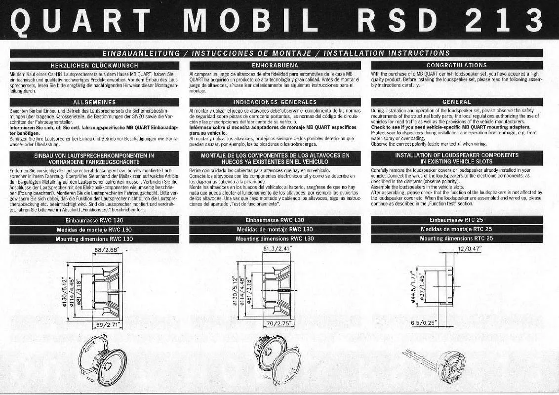 Mode d'emploi MB QUART RSD 213