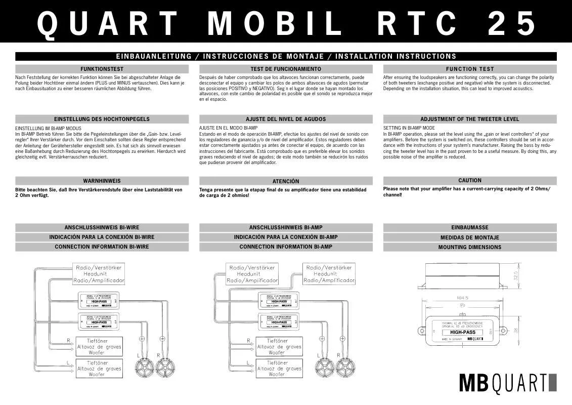 Mode d'emploi MB QUART RTC 25