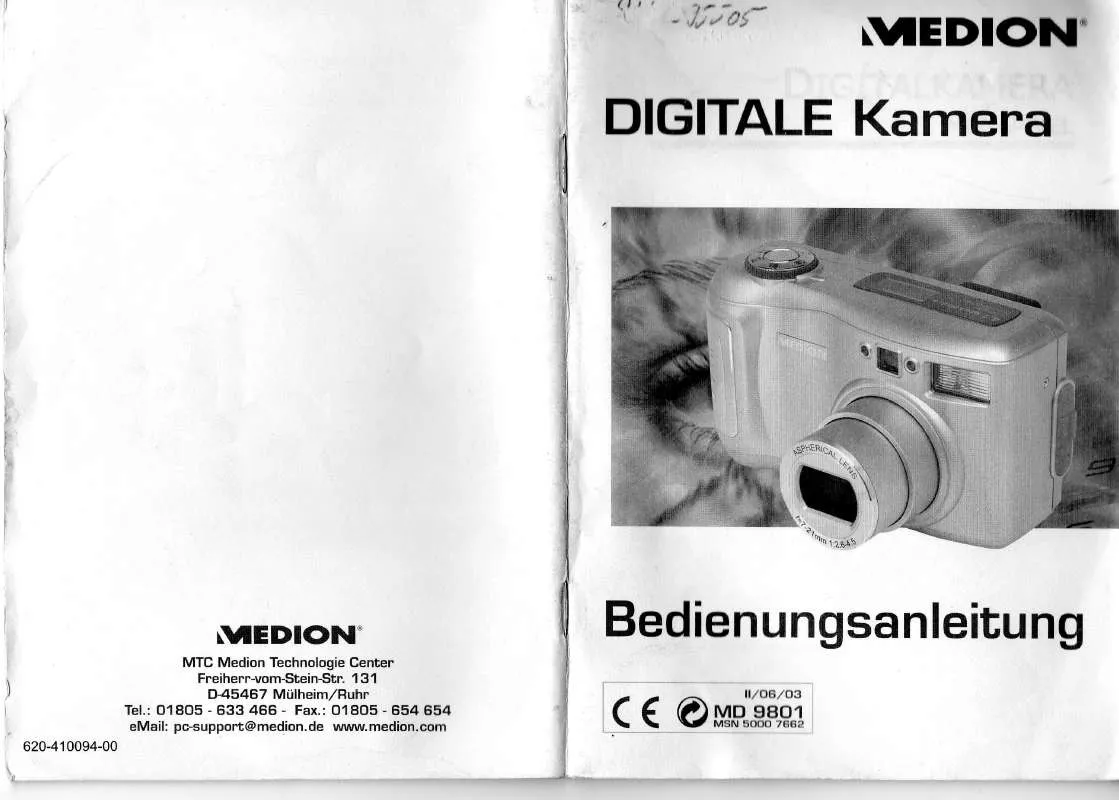Mode d'emploi MEDION DIGITAL KAMERA MD 9801