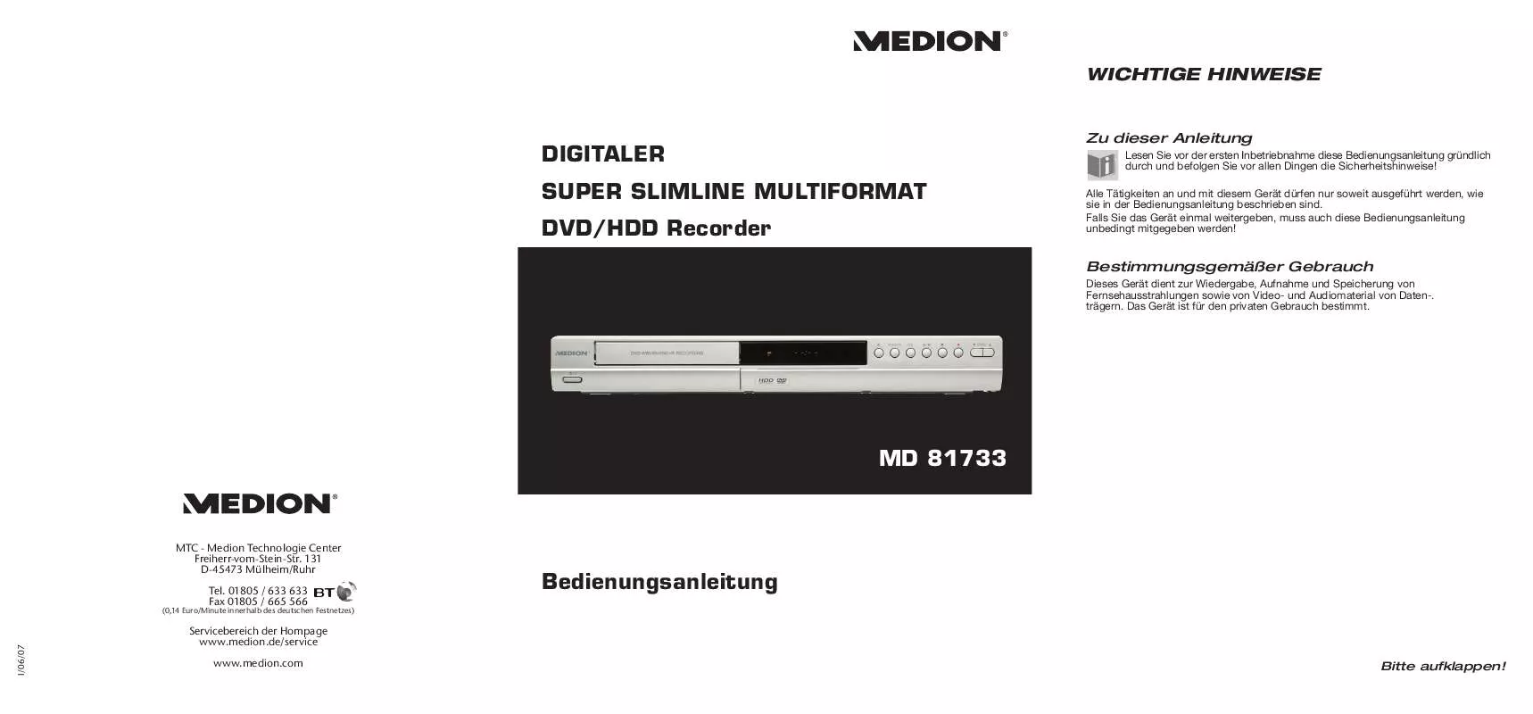 Mode d'emploi MEDION MD 81733