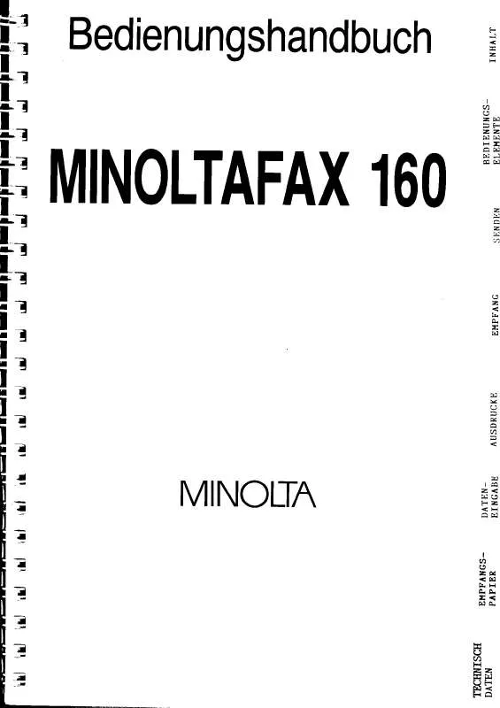 Mode d'emploi MINOLTA MINOLTAFAX 160