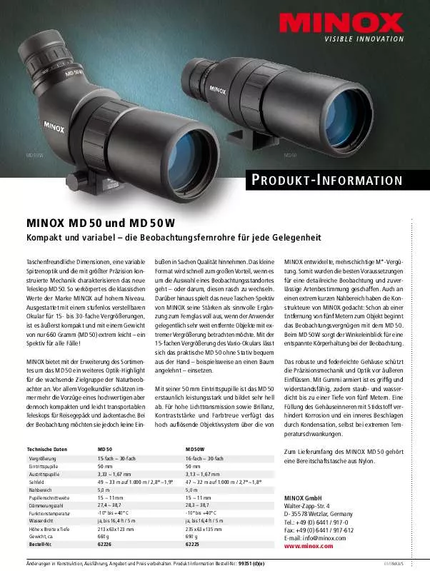 Mode d'emploi MINOX MD 50 W