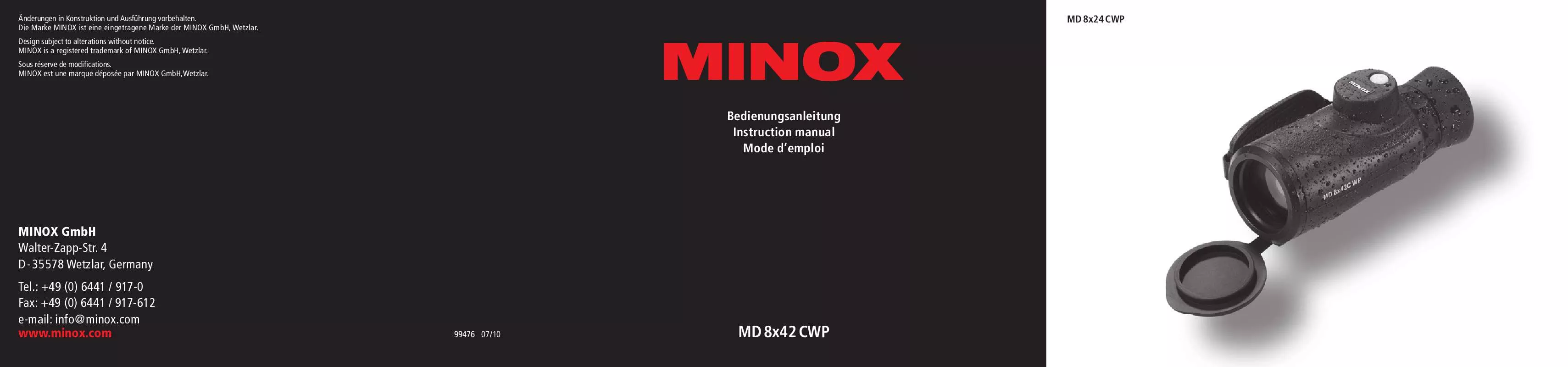 Mode d'emploi MINOX MD 8X24 CWP