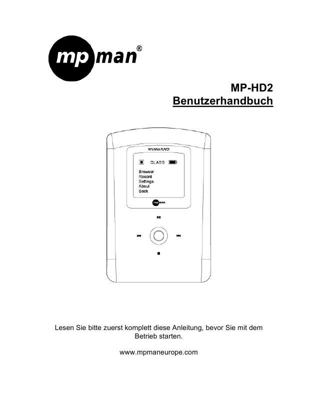 Mode d'emploi MPMAN MP-HD2