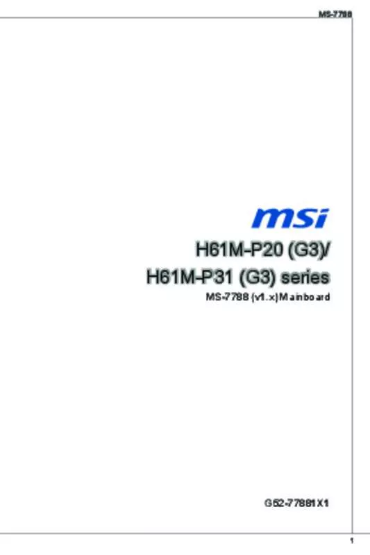 Mode d'emploi MSI H61M-E23