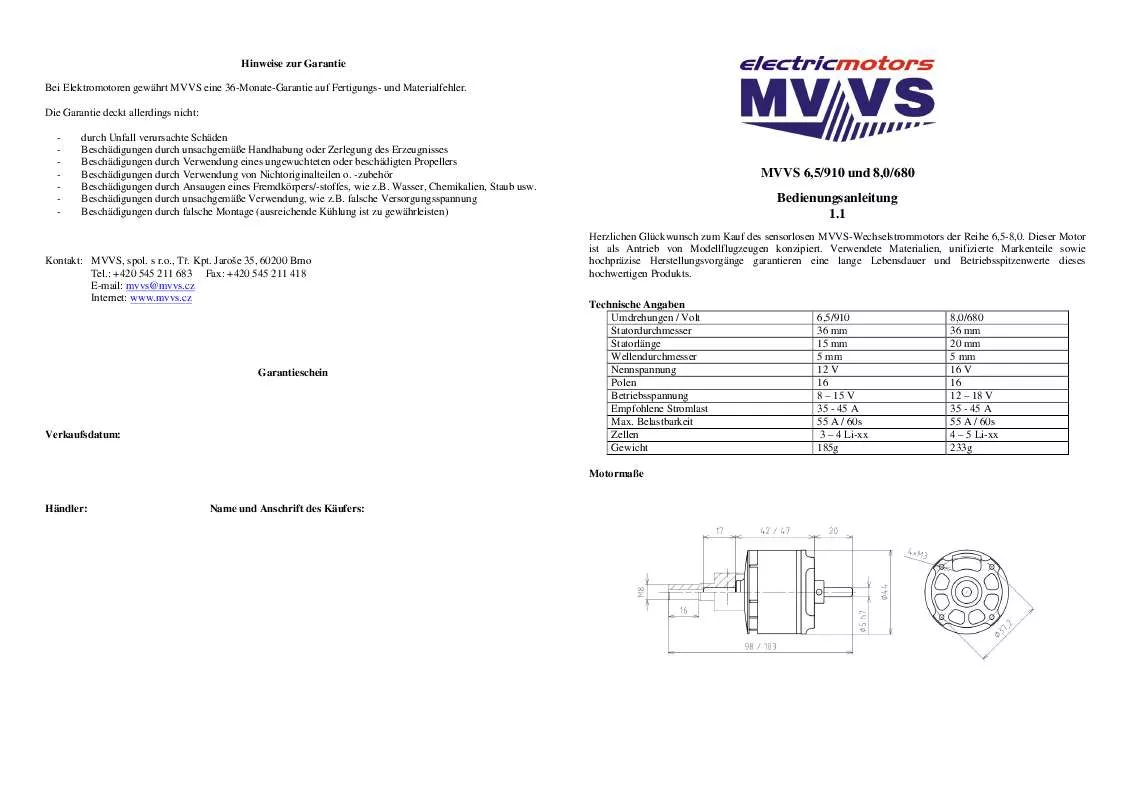 Mode d'emploi MVVS 6.5-910