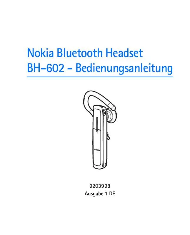 Mode d'emploi NOKIA BLUETOOTH HEADSET BH-602