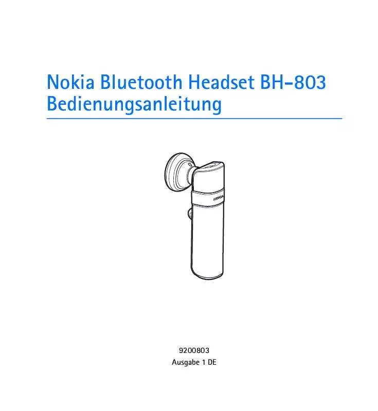 Mode d'emploi NOKIA BLUETOOTH HEADSET BH-803