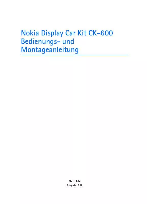 Mode d'emploi NOKIA CAR KIT CK-600