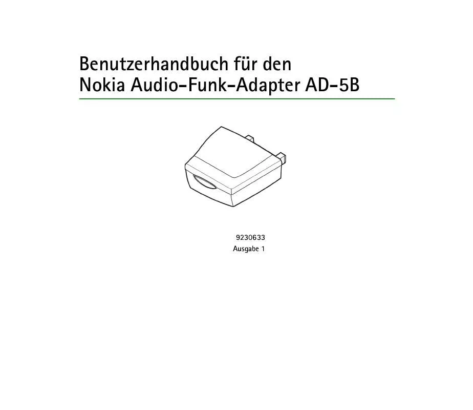 Mode d'emploi NOKIA FUNK-AUDIO-ADAPTER AD-5B