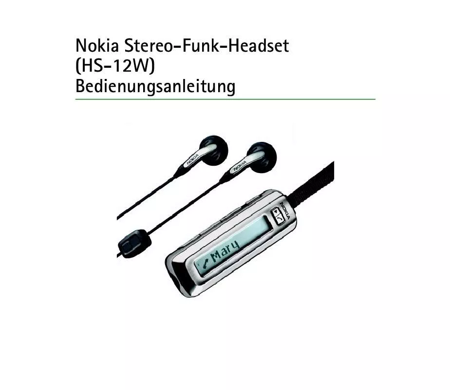 Mode d'emploi NOKIA FUNK-STEREO-HEADSET HS-12W