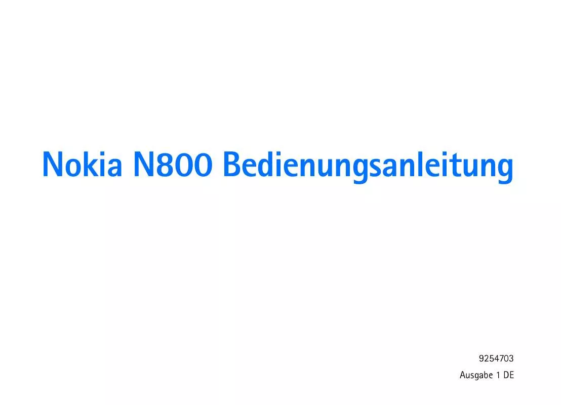Mode d'emploi NOKIA N800 INTERNET TABLET