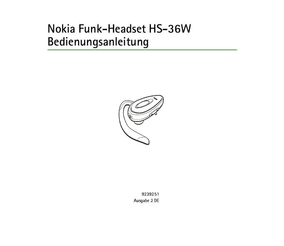 Mode d'emploi NOKIA WIRELESS AUDIO HEADSET HS-36W