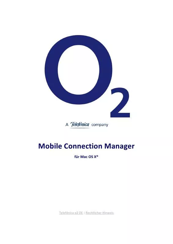 Mode d'emploi O2 MOBILE CONNECTION MANAGER