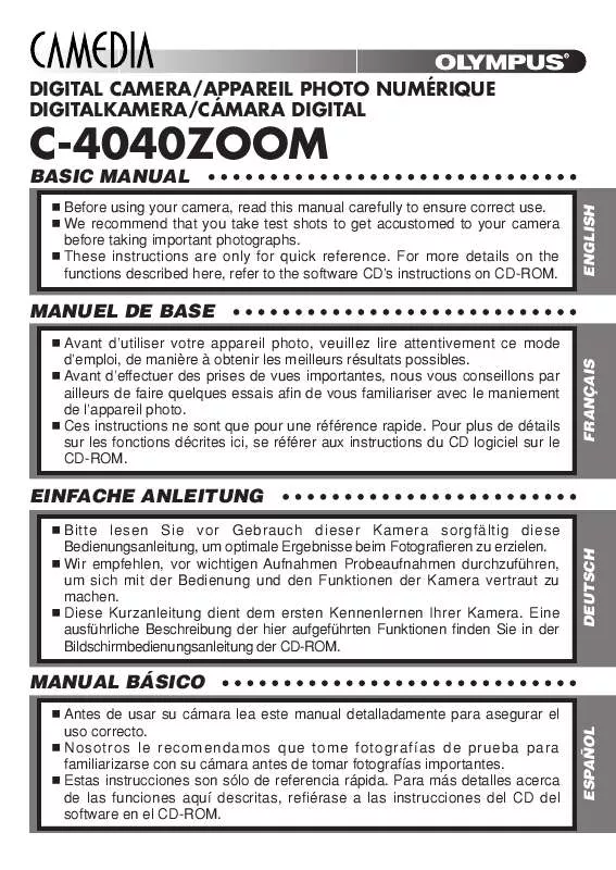 Mode d'emploi OLYMPUS C-4040 ZOOM