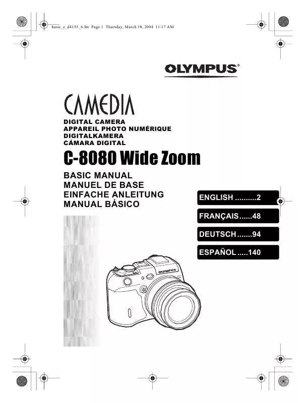 Mode d'emploi OLYMPUS CAMEDIA C-8080