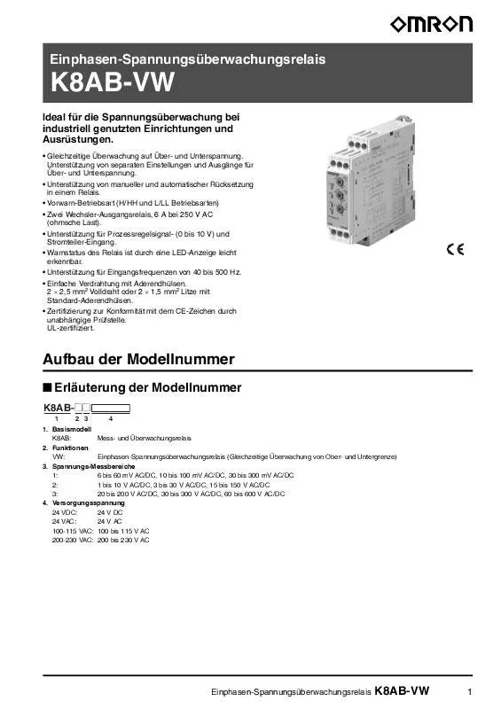 Mode d'emploi OMRON K8AB-VW