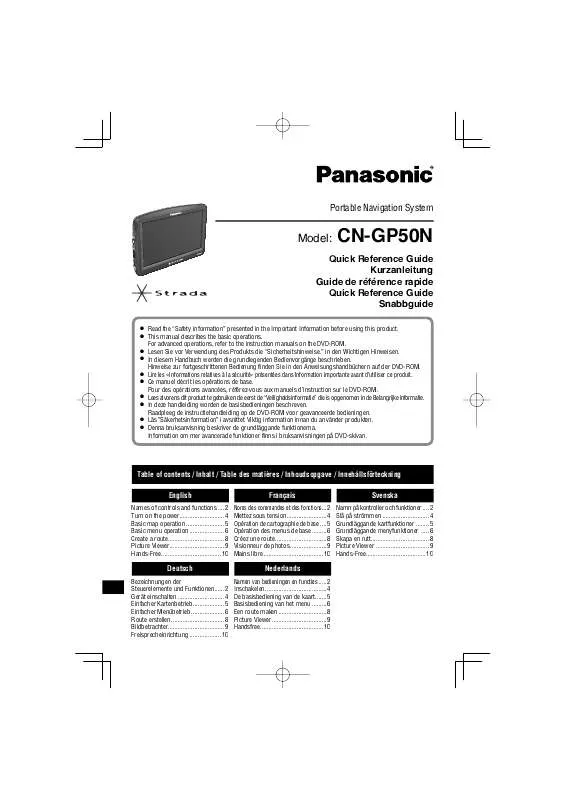 Mode d'emploi PANASONIC CN-GP50TC