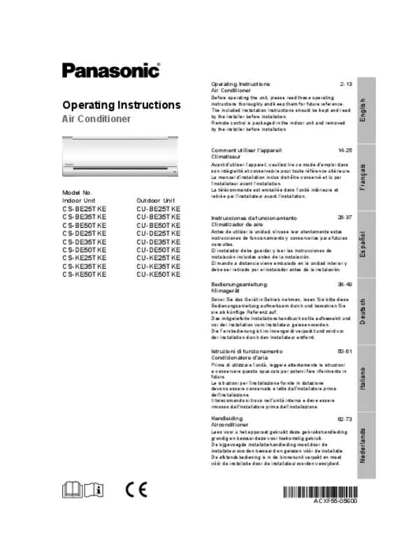 Mode d'emploi PANASONIC CSKE50TKE