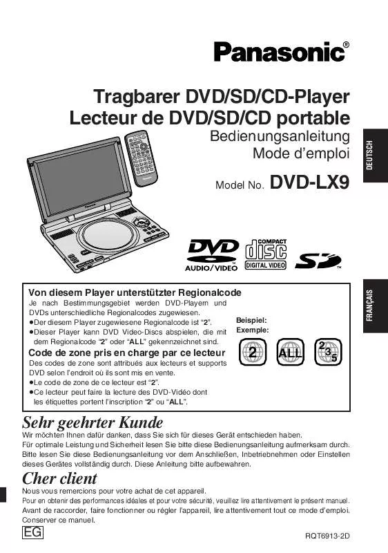 Mode d'emploi PANASONIC DVD-LX9