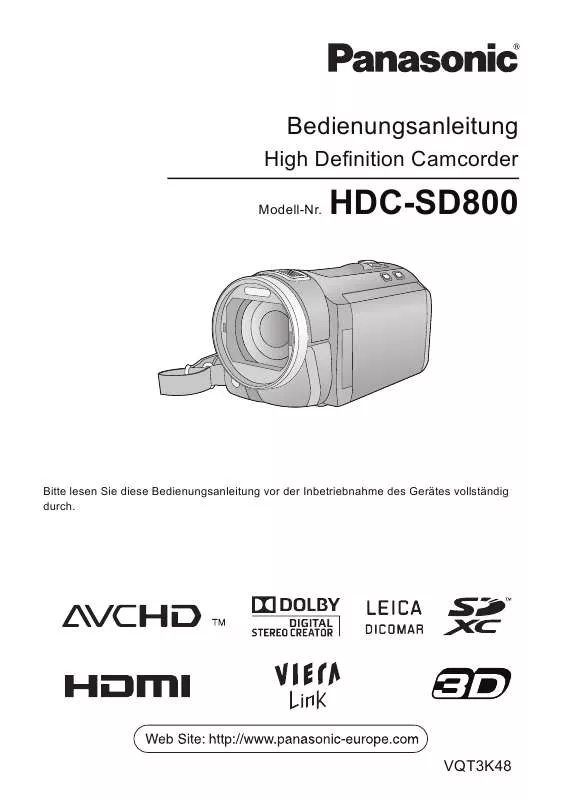 Mode d'emploi PANASONIC HDC-SD800