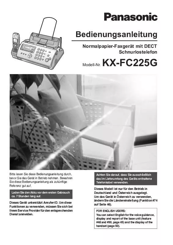 Mode d'emploi PANASONIC KX-FC225G