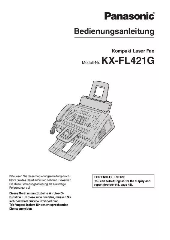 Mode d'emploi PANASONIC KX-FL421